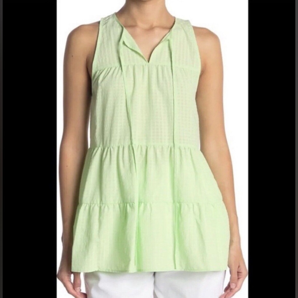 Topshop Lime Green Gingham Top